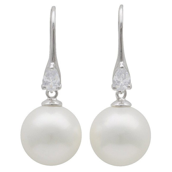 Ohrhänger Muschelkernperlen und Zirkonia 925 Silber