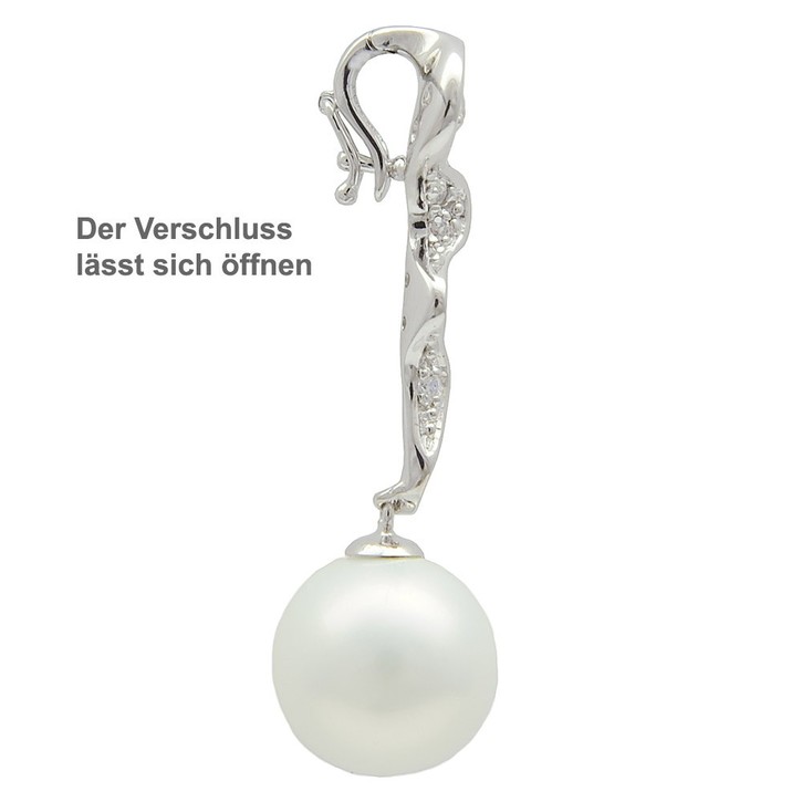 Einhänger Perle und Zirkonia weiß 925 Silber