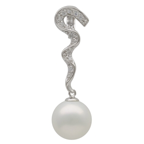 Anhänger Einhänger Perle Muschelkernperle 10 Zirkonia weiß 925 Silber Damen