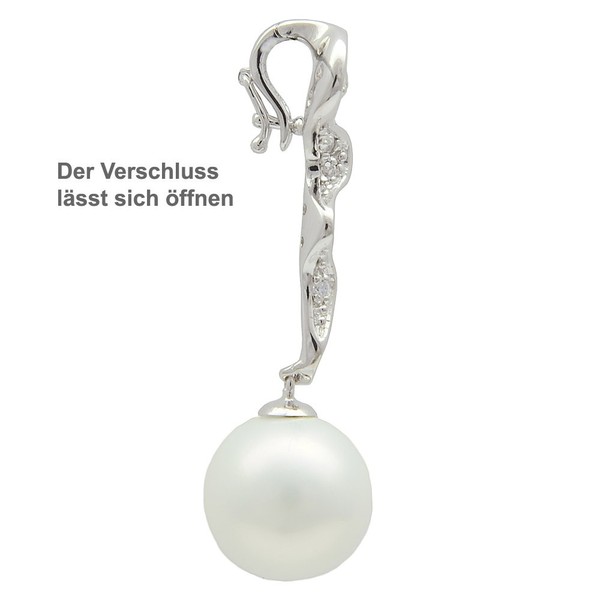 Einhänger Perle und Zirkonia weiß 925 Silber