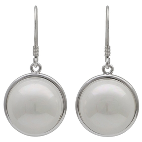 Ohrringe Ohrhänger Perle Muschelkernperle weiß rund schlicht 925 Silber Damen