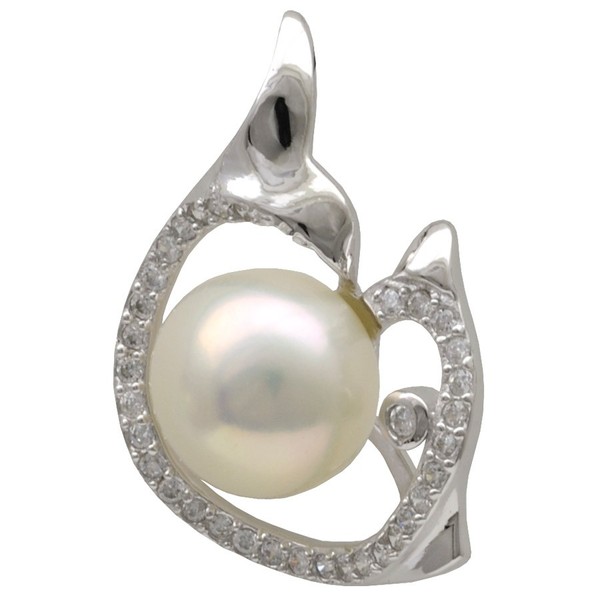 Anhänger Delfin sW-Perle und Zirkonia 925 Silber