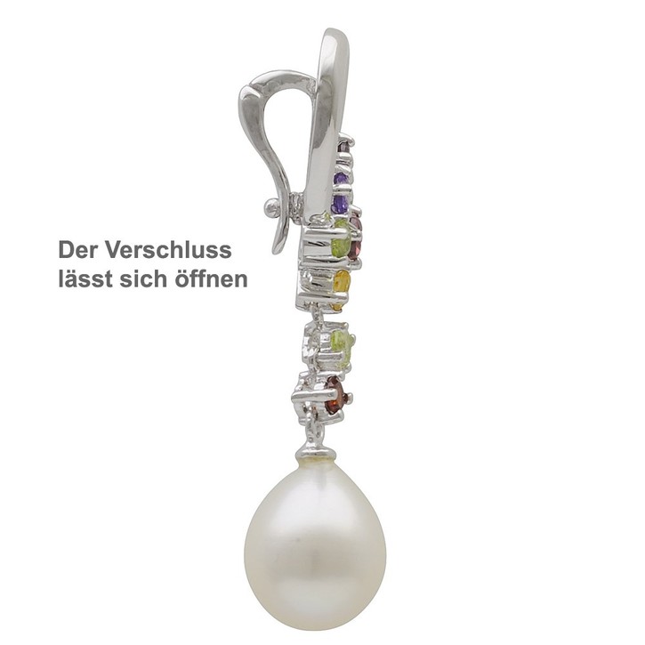 Einhänger sW-Perle und Edelsteine 925 Silber