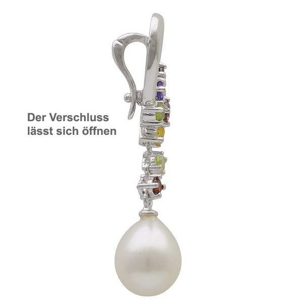 Einhänger sW-Perle und Edelsteine 925 Silber