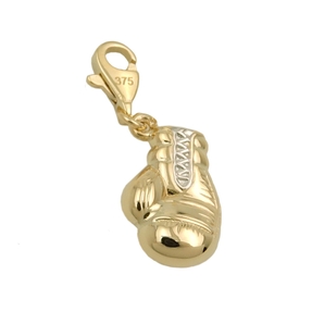 Charm Einhänger Boxhandschuh bicolor 375 Gold Gelbgold Anhänger