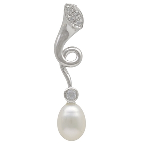 Anhänger Einhänger mit Süßwasser Perle 11mm & Zirkonia weiß 925 Silber Damen