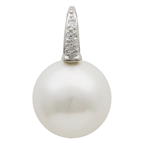 Anhänger mit Perle Muschelkernperle 16mm & Zirkonia weiß 925 Silber Damen