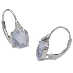 Ohrringe Creolen mit Blautopas Topas facettiert & Zirkonia 925 Silber Damen