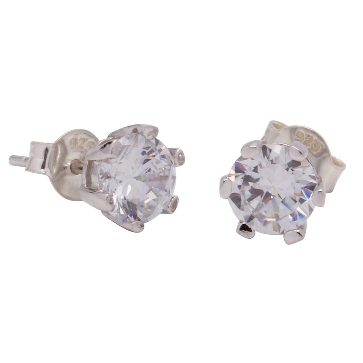Ohrstecker mit Zirkonia weiß 6mm 925 Silber