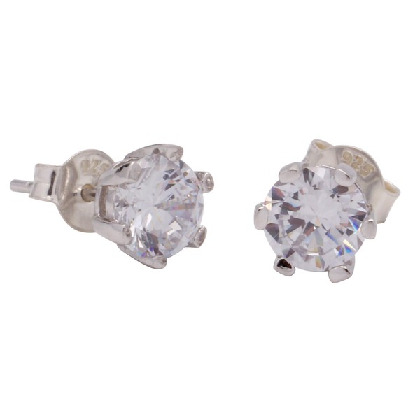 Ohrstecker mit Zirkonia weiß 6mm 925 Silber