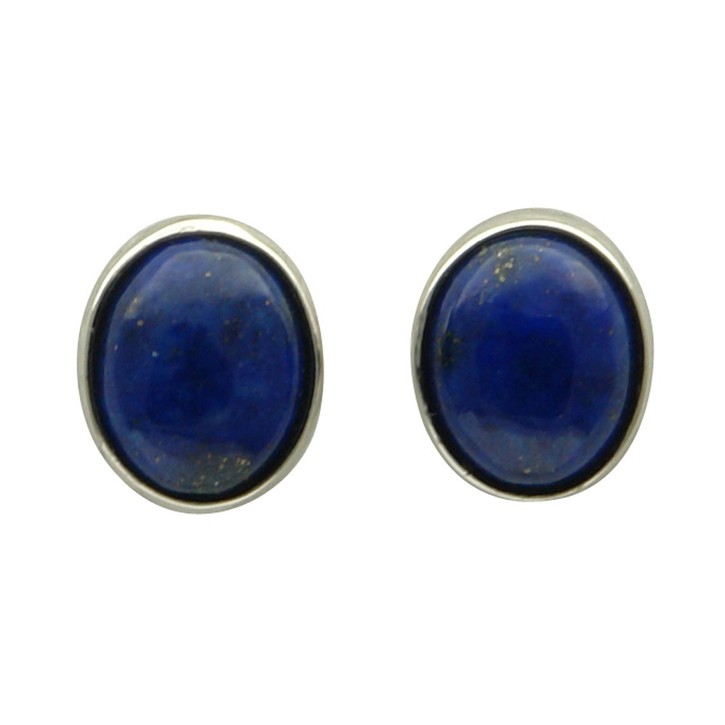 Ohrstecker aus Lapis-Lazuli und 925 Silber oval