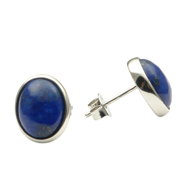Ohrstecker aus Lapis-Lazuli und 925 Silber oval