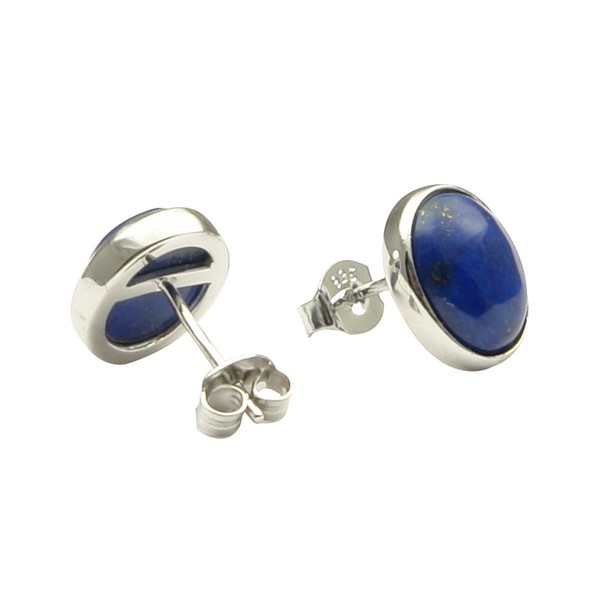 Ohrstecker aus Lapis-Lazuli und 925 Silber oval