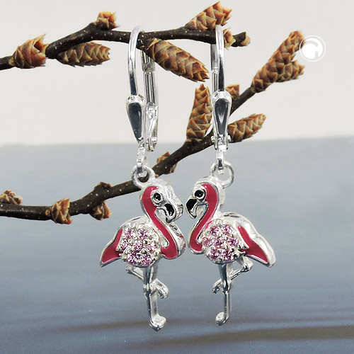 Brisur Kinder rosa Flamingo Zirkonia 925 Silber