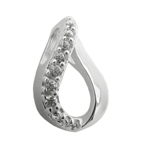 Anhänger 11x7mm in Form eines Tropfens mit weißen Zirkonia glänzend 925 Silber