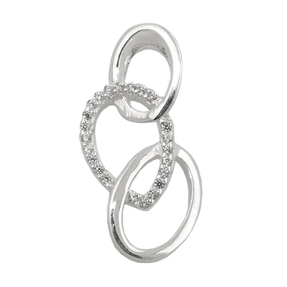 Anhänger 21x10mm drei Ellipsen mit weißen Zirkonia 925 Silber Halsschmuck
