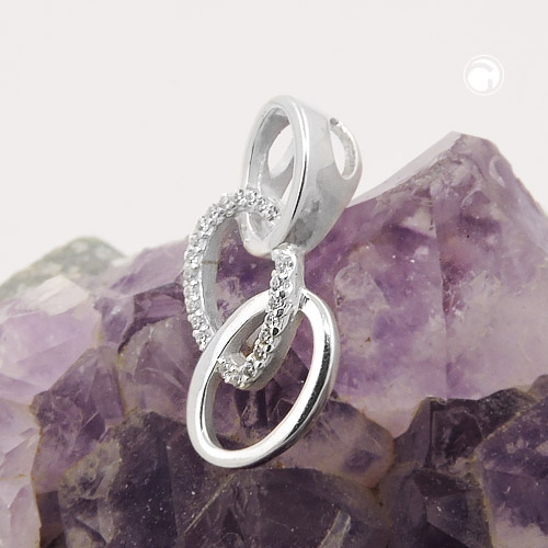 Anhänger 21x10mm drei Ellipsen Zirkonia 925 Silber