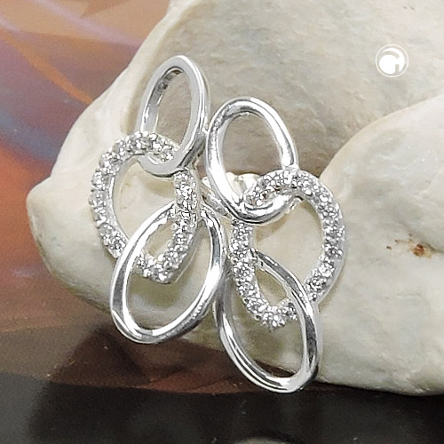 Ohrstecker 16x7mm Ellipsen Zirkonia 925 Silber
