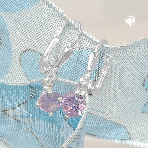 Brisur 21x6mm 6mm rosa Zirkonia rund 925 Silber