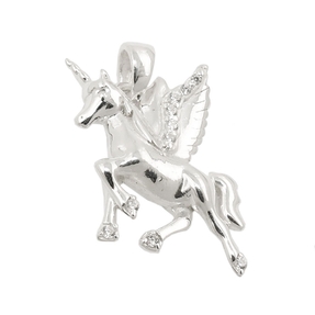 Anhänger 18x15mm Halsschmuck für Kinder Einhorn mit weißen Zirkonia 925 Silber Anhänger 18x15mm Halsschmuck für Kinder Einhorn mit weißen Zirkonia 925 Silber