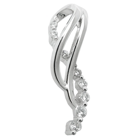 Eleganter Anhänger 25x7mm mit weißen Zirkonia glänzend frei geformt 925 Silber
