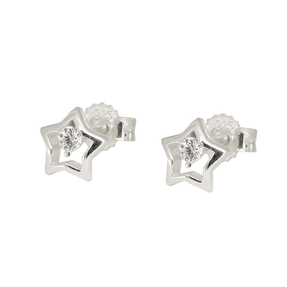 Ohrstecker 6mm Kinderohrringe Stern mit weißen Zirkonia 925 Silber Ohrschmuck
