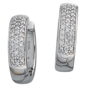 Pavé Creole Creolen mit 50 Diamanten Brillanten 585 Weißgold Ohrschmuck Damen
