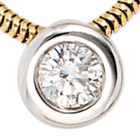 Solitär Collier mit Anhänger mit Diamant Brillant 0,25 Ct 585 Gold gelb/weiß Solitär Collier mit Anhänger mit Diamant Brillant 0,25 Ct 585 Gold gelb/weiß