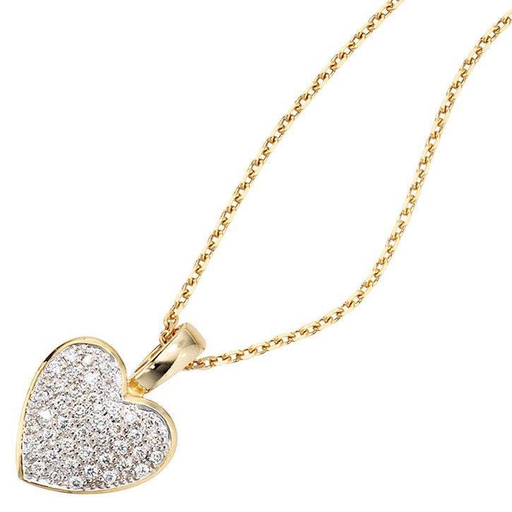 Anhänger Herz 585 Gold und 24 Diamanten