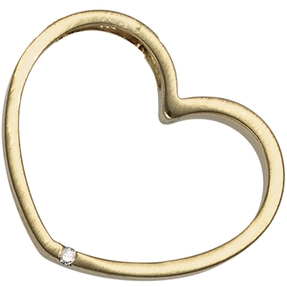 Goldanhänger Anhänger Herz mit Diamant 585 Gelbgold matt Halsschmuck für Damen