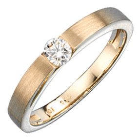 Ring Goldring für Damen mit Diamant 585 Gelbgold mattiert Fingerschmuck