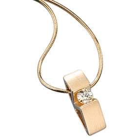 Damen Collier mit Diamant Brillant 585 Gold Gelbgold mattiert Halsschmuck