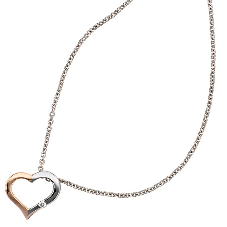 Collier Herz Diamant 585 Gold rot weiß