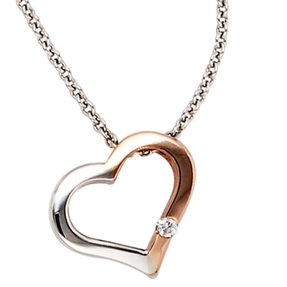 Collier Herz für Damen mit Diamant 585 Gold rot weiß Halsschmuck Collier Herz für Damen mit Diamant 585 Gold rot weiß Halsschmuck