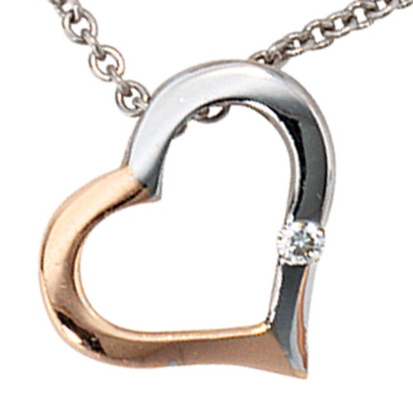 Collier Herz Diamant 585 Gold rot weiß