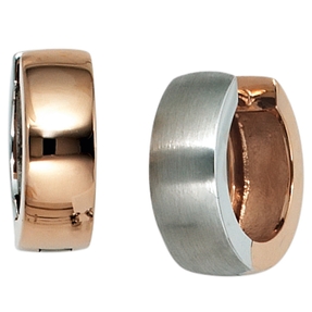 Creole Creolen aus 585 Gold Weißgold Rotgold mattiert Ohrschmuck für Damen