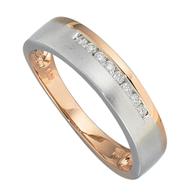 Ring Damenring 8 Diamanten Brillanten 585 Gold rot weiß bicolor Fingerschmuck