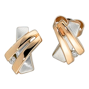 Ohrschmuck Ohrstecker mit Diamanten 585 Gold Rotgold Damen Rotgoldohrstecker Ohrschmuck Ohrstecker mit Diamanten 585 Gold Rotgold Damen Rotgoldohrstecker