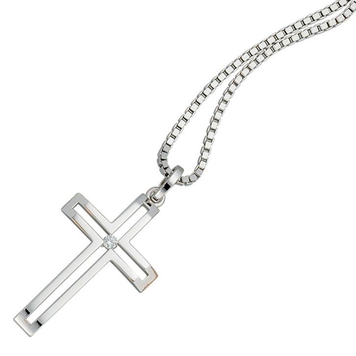 Anhänger Kreuz mit Diamant 585 Weißgold