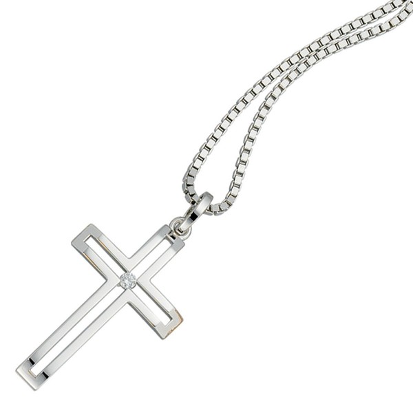 Anhänger Kreuz mit Diamant 585 Weißgold
