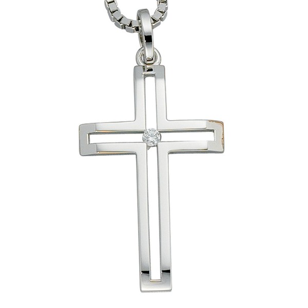 Anhänger Kreuz mit Diamant 585 Weißgold