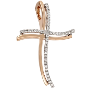 Anhänger Kreuz mit 42 Diamanten Brillanten 585 Gold Halsschmuck für Damen Anhänger Kreuz mit 42 Diamanten Brillanten 585 Gold Halsschmuck für Damen