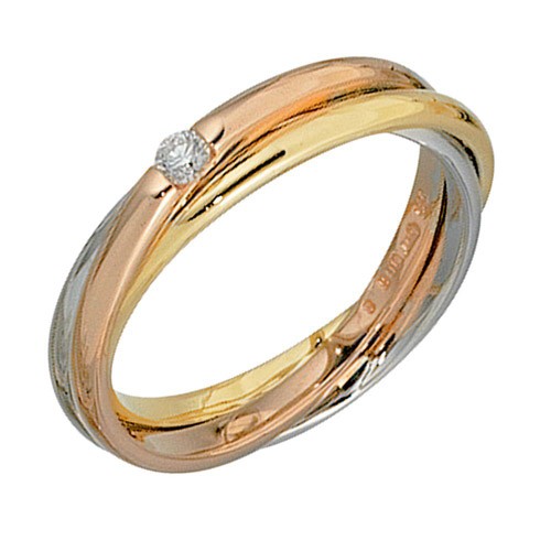 Ring mit Diamant und 585 Gold gelb weiß rot