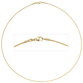 1.1mm Halsreif Reif Kette rund 750 Gold Gelbgold 45cm Halskette Halsschmuck