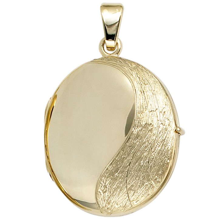 Medaillon aus 585 Gelbgold teilmattiert