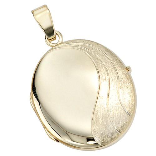 Medaillon aus 585 Gelbgold teilmattiert