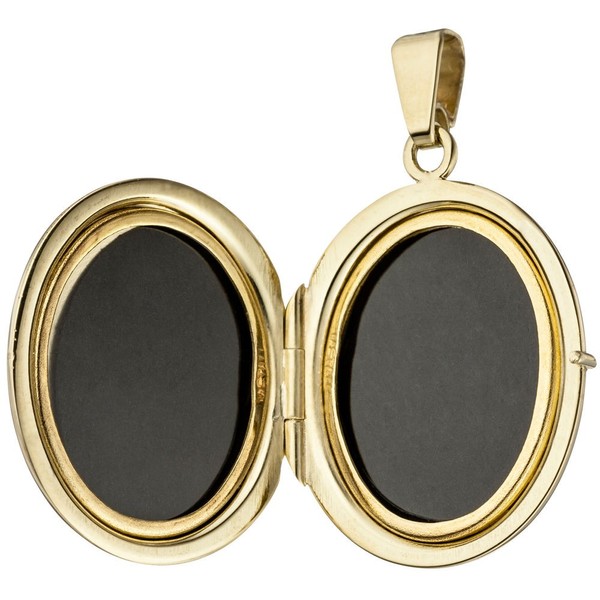 Medaillon aus 585 Gelbgold teilmattiert