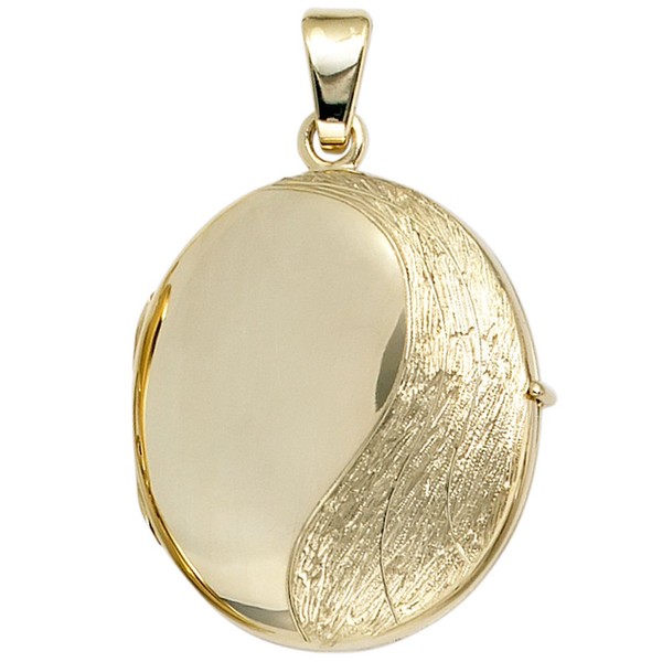 Medaillon aus 585 Gelbgold teilmattiert