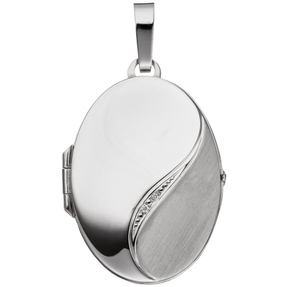 Medaillon Amulett 2 Diamanten Brillanten 585 Weißgold Halsschmuck für Damen