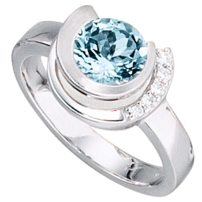 Weißgold Ring Damenring Aquamarin Brillanten 585 Gold Fingerschmuck Damen